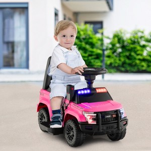 Infans 2-in-1 6V Kids Ride On Police Car Toddler Push Car w/ Megaphone & Siren Pink - 1 of 4