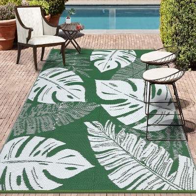 Waterproof Outdoor Rug – Reversible Plastic Straw Rug, Foldable, UV-Resistant with Bag & Stakes for Patio, RV, Camping, Picnic, Deck