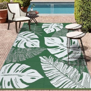 Waterproof Outdoor Rug – Reversible Plastic Straw Rug, Foldable, UV-Resistant with Bag & Stakes for Patio, RV, Camping, Picnic, Deck - 1 of 4