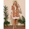 INSPIRE CHIC Women's Summer Floral V Neck Half Sleeve Drawstring Waist Flowy Boho Mini Dress - 2 of 4