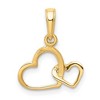 Black Bow Jewelry 14k Yellow Gold Double Hooked Open Heart Charm - 3 of 4