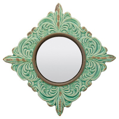 Round Pale Ocean Decorative Wall Mirror Honey Dew - CKK Home Decor