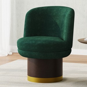 360° Swivel Accent Chair Barrel Chair Upholstered Round Reading Chair Vanity Chair, Chenille- ModernLuxe - 1 of 4