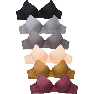 PACK OF 6 SOFRA WOMEN'S FULL CUP SOLID T SHIRT BRA (BR4129P8) - 1 of 4