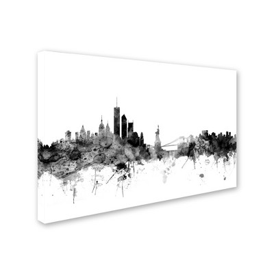 Trademark Fine Art -Michael Tompsett 'New York Skyline B&W' Canvas Art