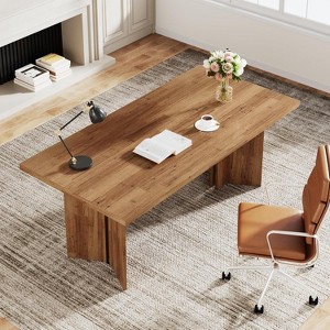 Okak Vintage Wood Large Executive Desk Rectangle Dining Table,Long Modern Kitchen Dinner Table for Dining Room,Breakfast Nook - 1 of 4