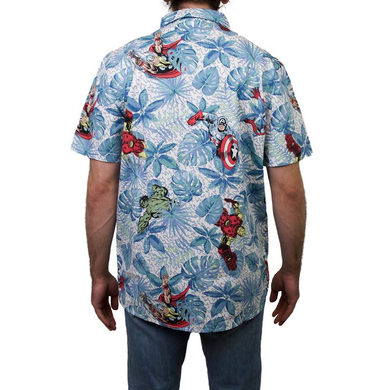 Men's Marvel Avengers Hawaiian Print Button Down Shirt, 3 of 4