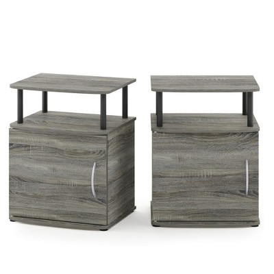 Furinno JAYA Utility Design End Table, Set of Two, French Oak/Black