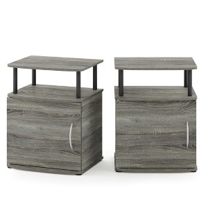 Furinno JAYA Utility Design End Table, Set of Two, French Oak/Black - 1 of 1