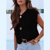 Womens Sweater Vest Chunky Knit Cardigan Front Button Sweater Tank Tops Cropped Sweater Vest with Pocekt - 4 of 4
