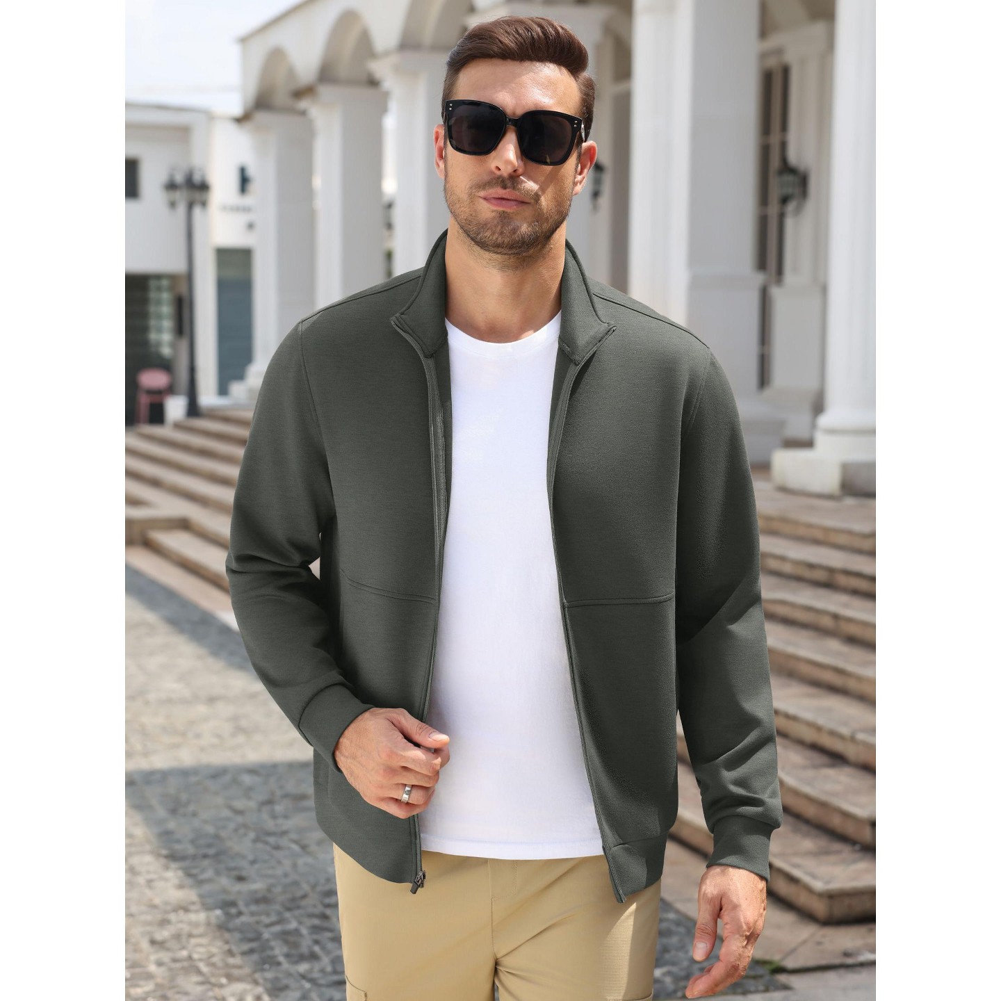 Мужская куртка COOFANDY Athletic Full Zip Jacket Lightweight Training Jacket for Gym and Travel-Deep Grey, цвет: Глубокий серый — фото 1