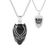 Marvel Black Panther Mens Black Enamel and Stainless Steel Pendant Necklace, 24" Box Chain - 3 of 4