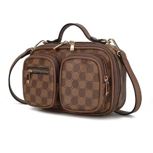 MKF Collection Jolene Vegan Leather Multi Pocket Crossbody Bag by Mia K- Taupe - 1 of 4