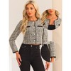 INSPIRE CHIC Women's Elegant Contrast Piping Round Neck Button Front Long Sleeve Tweed Blazer - 2 of 4