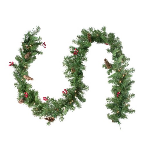 Northlight 6' X 9 Pre-lit Decorated Frosted Pine Cone And Berries  Artificial Christmas Garland : Target