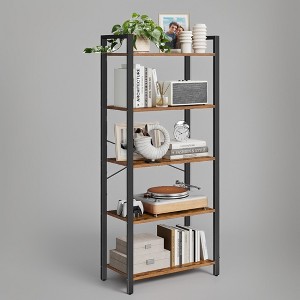 VASAGLE 5-Tier Tall Bookshelf, Bookcase with Steel Frame, Book Shelf for Living Room, Home Office, Study, 11.8 x 26 x 60 Inches, Industrial Style - 1 of 3