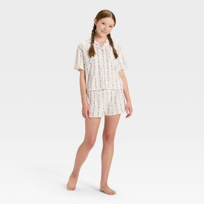 Girls' Short Sleeve Button-Down Pajama Set - art class™
