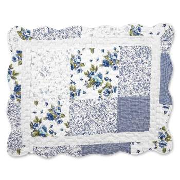 Collections Etc Hadley Floral Patchwork Quilted Pillow Sham