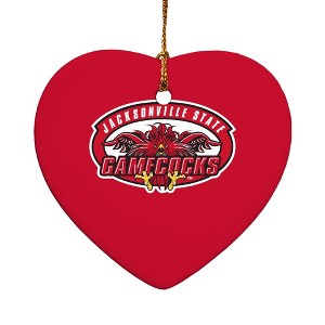 Jacksonville State University Primary Logo HeartShaped Porcelain Holiday Christmas Tree Ornament  2.8" - 1 of 4