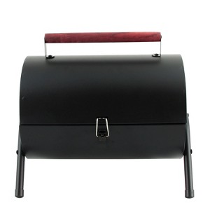 Gibson Home Delwin Carbon Steel Barrel BBQ in Black with Burgundy Wood Handle - 1 of 4