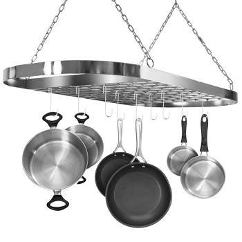 Range Kleen Hanging Oval Pot Pan Kitchen Ceiling Rack Organizer, Stainless Steel