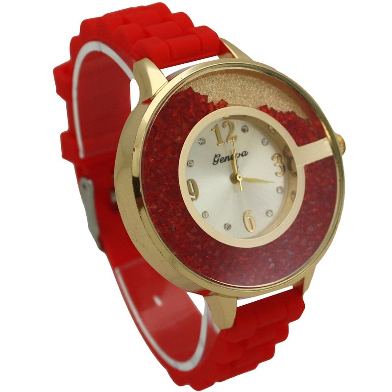 OLIVIA PRATT FLOATING COLORFUL STONES SILICONE STRAP WATCH, 4 of 7