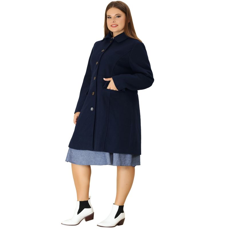 Agnes Orinda Women's Plus Size Winter Outerwear Single Breasted Long Overcoats, 3 of 6