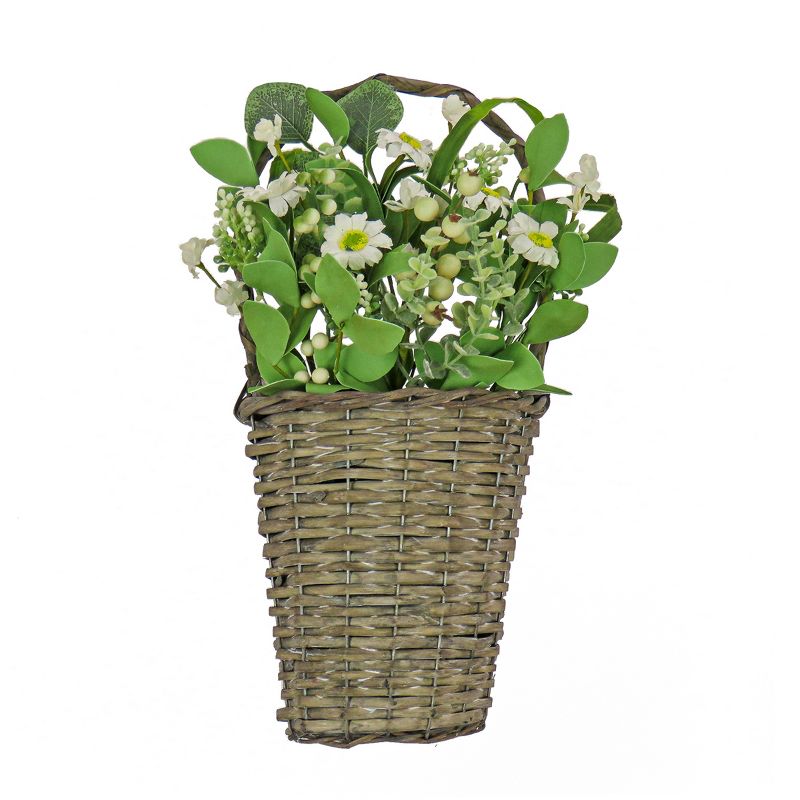 18" Artificial Daisies and Berries Wall Basket - National Tree Company, 1 of 4