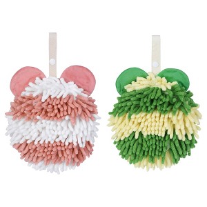 REGALWOVEN Cute Bear Shape Chenille Soft Absorbent Hand Towels 2 Pcs - 1 of 4