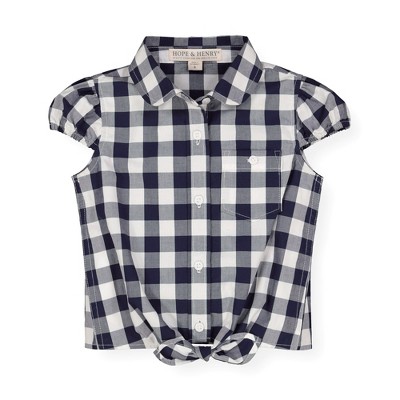 Hope & Henry Girls' Tie-Front Button Down Top, Toddler