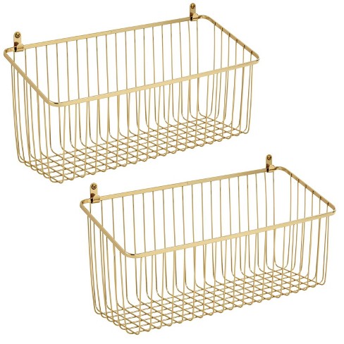 Mdesign Metal Wire Food Storage Organizer Bin - 2 Pack - Soft Brass ...