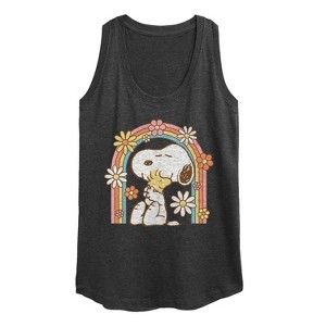 Women's - Peanuts - Retro Flower Rainbow Graphic Racerback Tank - 1 of 4