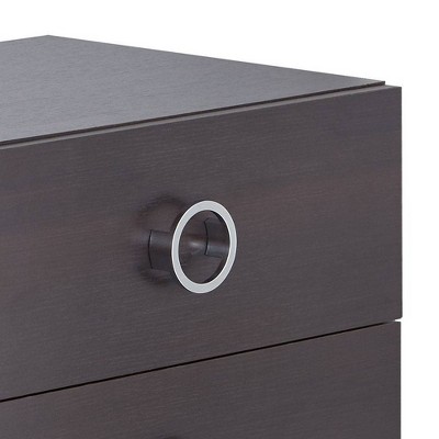 Elms Espresso 2-Drawer Nightstand with Chrome Accents