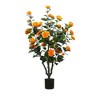 3.28 Feet Camellia Artificial Plants with Planter, Realistic Faux Floral Plant Blooming Tree with 28 Flowers Floor Plants for 100cm - 4 of 4