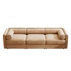 Elegant White Chenille  Sofa with Storage Seat, Cylindrical Backrest and Armrests - 3 of 4