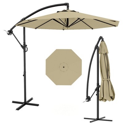 Garvee 10FT Offset Patio Umbrella, Hanging Cantilever Umbrella Outdoor Sun Shade with Easy Tilt Adjustment, 8 Ribs, UV Protection for Backyard, Pool