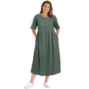 Woman Within Plus Size Button-Front Essential Dress - 1 of 4
