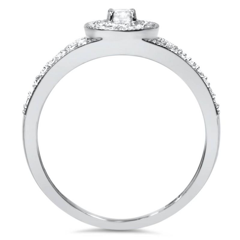 Pompeii3 1/2ct Diamond Halo Engagement Ring 10K White Gold, 3 of 6