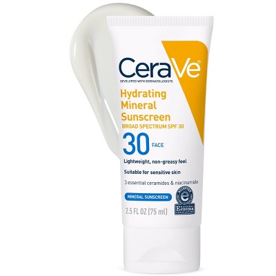 CeraVe Hydrating Mineral Face Sunscreen Lotion – SPF 30 - 2.5oz