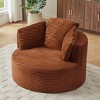 Compressible Corduroy Round Chair with Cushioned Backrest - Modern Comfort Seating for Living Room,Office,Apartment(no swivel) - 2 of 4