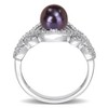 EVERLY JEWELRY | Sterling Silver 7-7.5mm Black Cultured Freshwater Pearl and Diamond Accent Criss-Cross Ring - 3 of 4