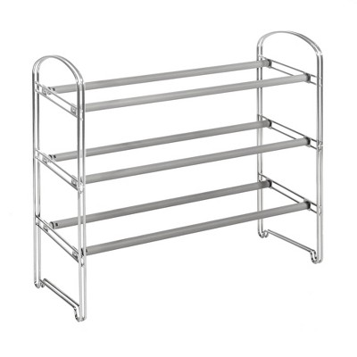 Photo 1 of Seville Classics 3-Tier Expandable Shoe Rack, Chrome