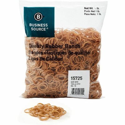 Business Source Rubber Bands Size 10 1 lb./BG 1-1/4"x1/16" Natural Crepe 15725