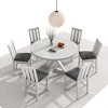 VECELO 5/7-Piece Rustic Dining Table Set with Foldable Round-to-Square MDF Top Table & 4/6 Armless Upholstered Dining Chairs, Gray - 2 of 4