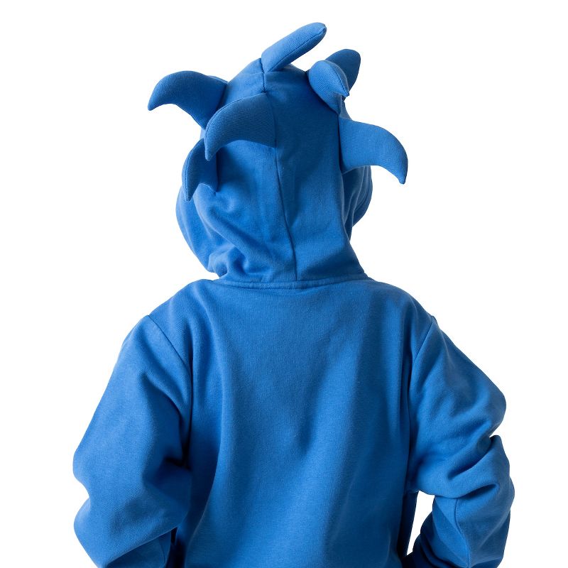 Sonic The Hedgehog Cosplay With Foam Ears Long Sleeve Blue Boy's Zip Up Hooded Sweatshirt, 4 of 6