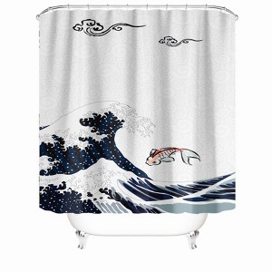 Jumping Fish Shower Curtains for Bathroom Waterproof Fabric Bath Curtain Durable Soft Stylish Bathroom Decor 72x72 Inch - 1 of 1