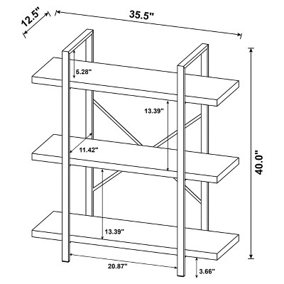 Pearl Silver Transitional 3-Shelf Bookcase in Gray Driftwood