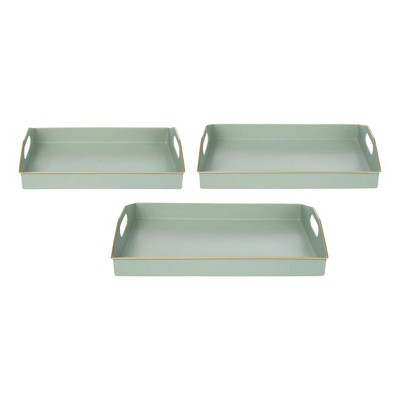 Transpac Metal Green Trays Set of 3 Home Decorations Spring