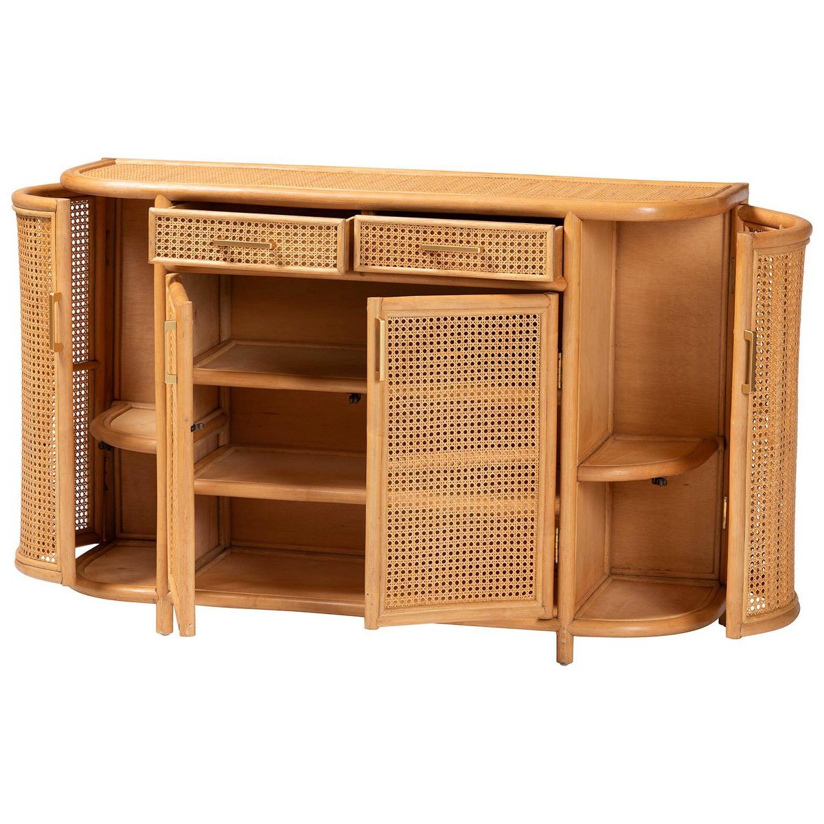 bali & pari Mckenna Natural Rattan Sideboard Light Honey/Gold - thumbnail 9