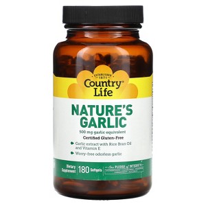 Country Life Nature's Garlic, 5 mg, 180 Softgels (500 mg per Softgel) - 1 of 2